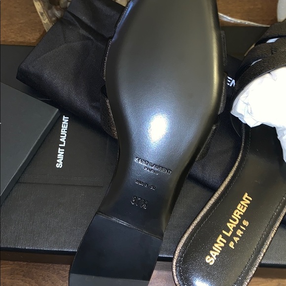 BNWB YSL Tribute Metallic Black Sandals - Picture 4 of 9
